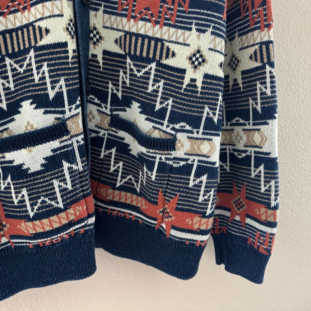 Lucky Brand Southwestern Shawl Cardigan Sweater Mens XXL 100% Cotton Western - Picture 11 of 13